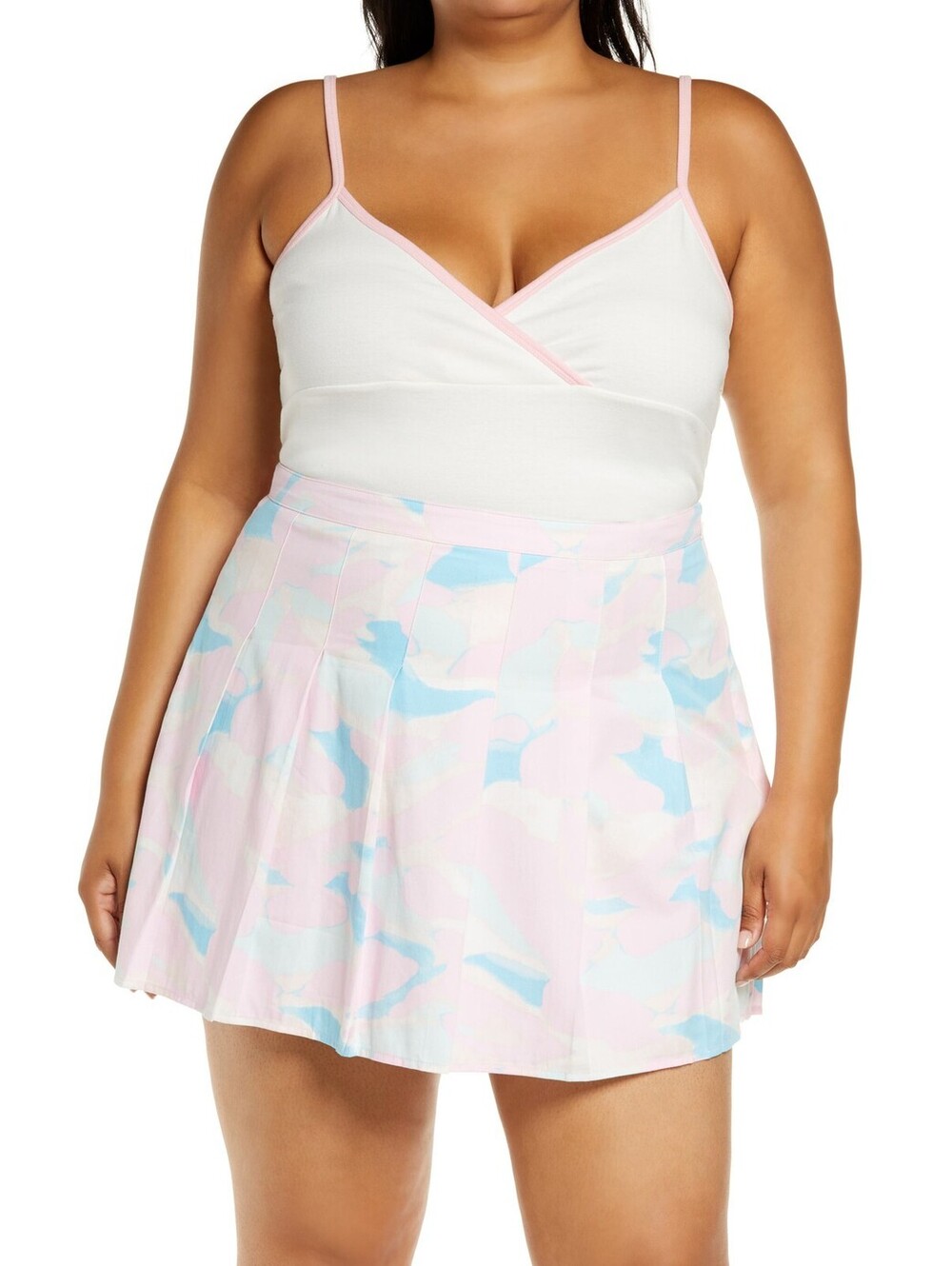 BP. Contrast Crop Organic Cotton Blend Tank, Ivory SIZE 1X